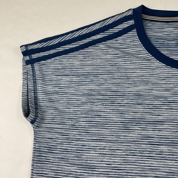Adidas Climalite Active T-Shirt Top Women’s M Striped Short Sleeve Poly Stretch - Picture 7 of 10